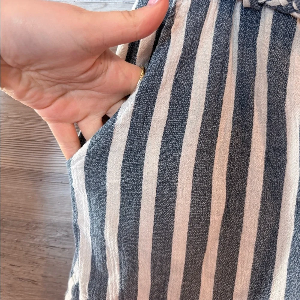 Show Me Your MuMu Overboard Shorts Sea Stripe Blue White Belted Linen Size M - Picture 5 of 8